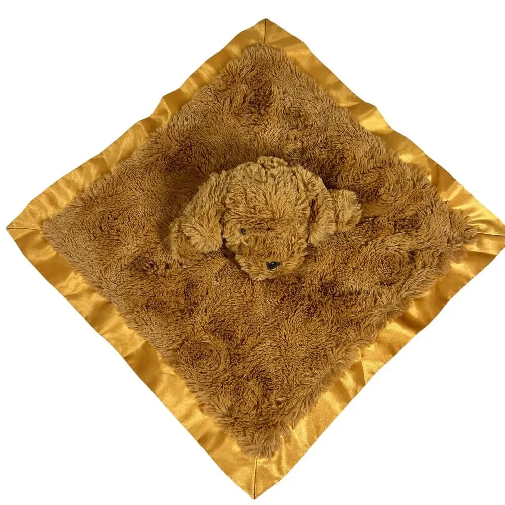 CLOUD ISLAND Puppy Dog Security Blanket Lovey Brown Gold Satin Plush 14in 2024